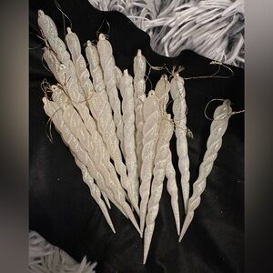 Set of 24 Twisted White Icicle Ornaments